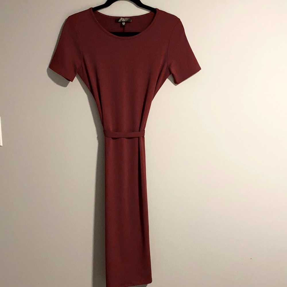 Missguided red midi dress with tie
